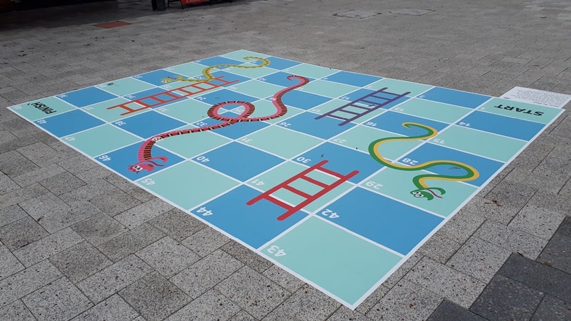 Snakes and ladders giant game in Smart Street Mall