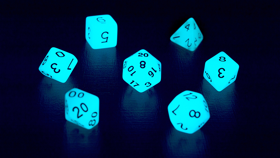 picture of dice that glow in the dark