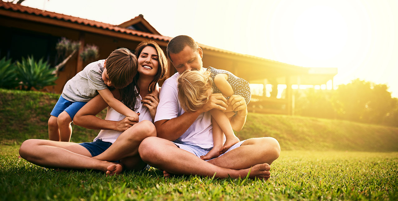 Family outdoors together