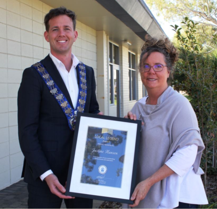 Mayor Rhys Williams next to Justine Hansen