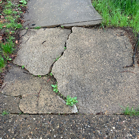 damaged footpath