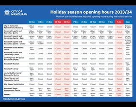 Holiday Season Hours